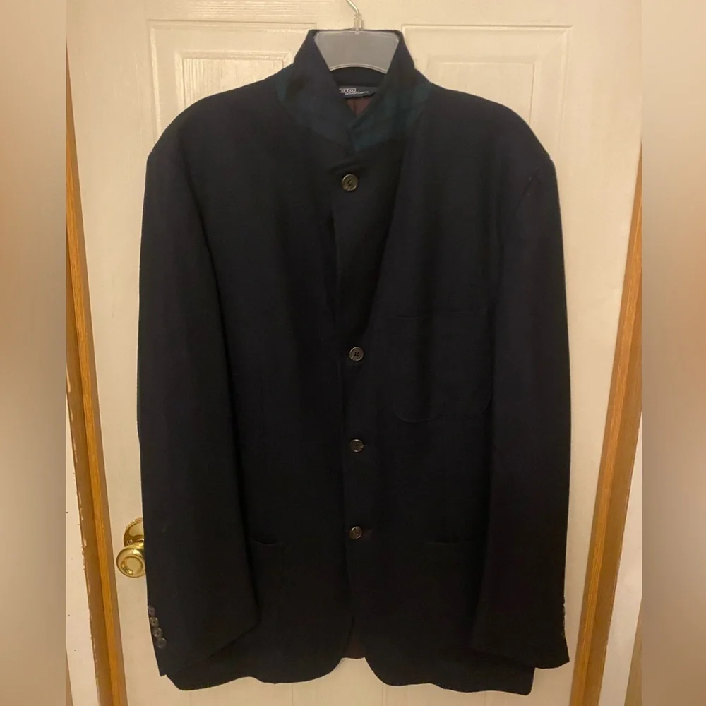 Polo Ralph Lauren Wool Blazer/Coat with Tartan Plaid Collar
